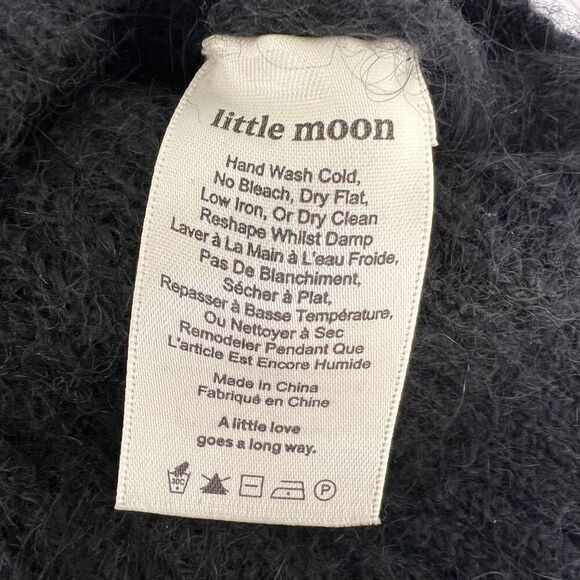 Aritzia Little Moon Small Black Wool Mohair Floral Applique Cardigan Sweater - Picture 4 of 7